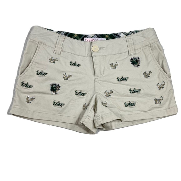 USF Bulls Chino Shorts Women's 3 E5 College Beige Classics Juniors Embroidered - Picture 1 of 17